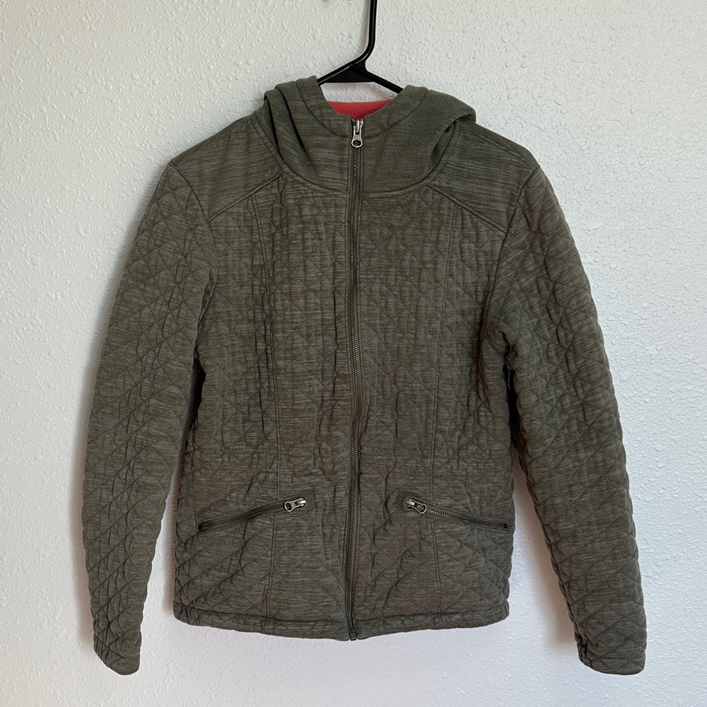 The North Face Longs Peak Quilted Green Full Zip Hoodie Size Medium